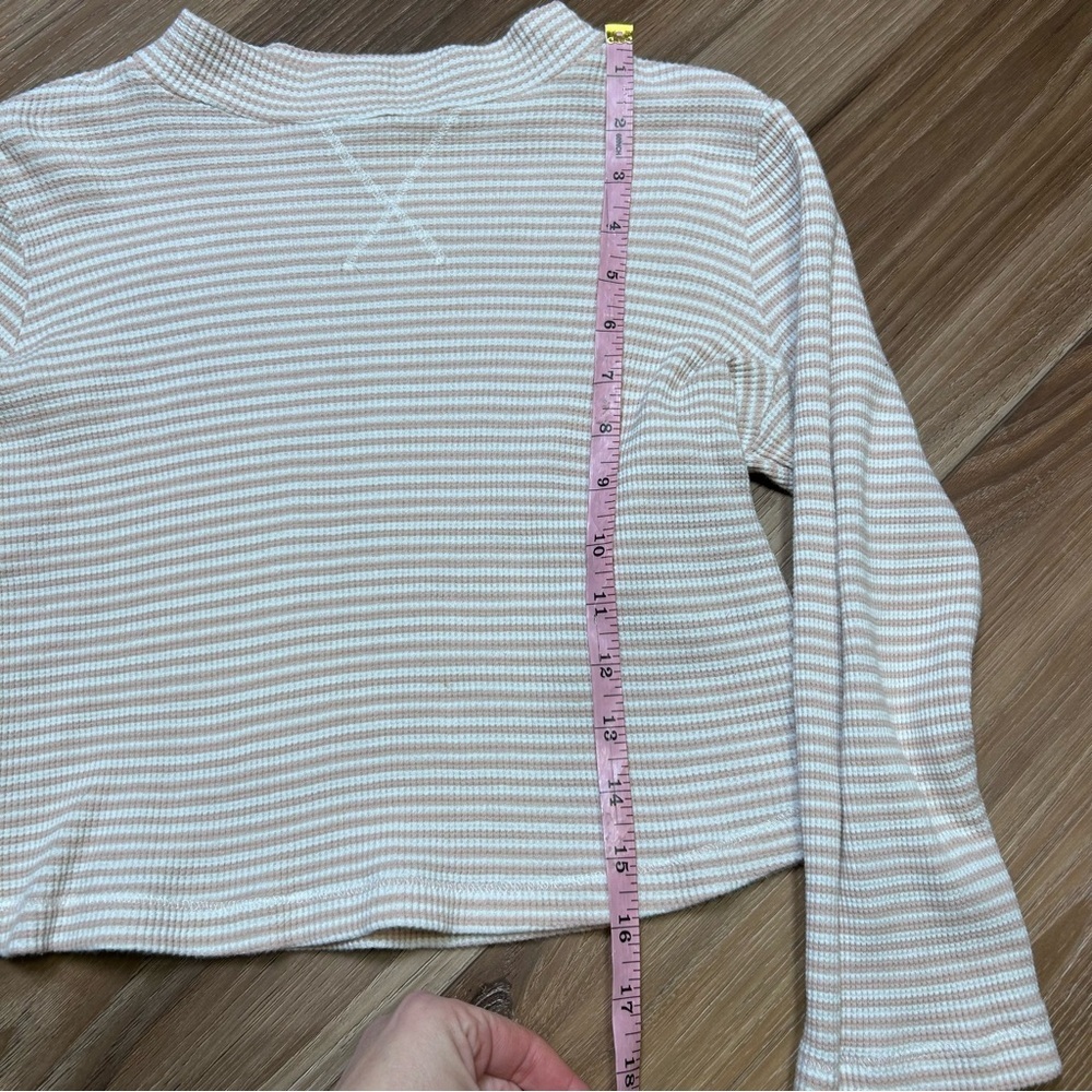 Christy Dawn Libby Pale Pink Cropped Striped Ribbed Long-Sleeve Top EUC - Picture 8 of 8